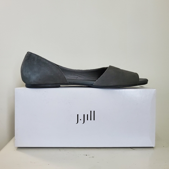 J.Jill Pure Jill Gray Grey Suede Open Toe d'Orsay Flats Size 10 - Picture 1 of 11